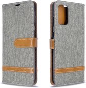 Voor Galaxy S20 + kleurafhankelijke denimtextuur Horizontale flip PU-lederen tas met houder & kaartsleuven & portemonnee & lanyard (grijs)