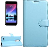 Voor LG K10 (2017) (EU-versie) Litchi Texture horizontale flip lederen tas met magnetische gesp & houder & kaartsleuven & portemonnee (blauw)