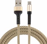 2A USB naar USB-C / Type-C tweekleurige gevlochten datakabel, kabellengte: 1 m (zwart)