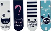 Boekenlegger / Magnetische bladwijzer / Bookmark | CUTE CATS | 4x | Kat / Poes