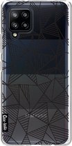 Casetastic Samsung Galaxy A42 (2020) 5G Hoesje - Softcover Hoesje met Design - Abstraction Lines Black Transparent Print