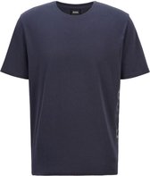 Hugo Boss T-shirt van stretchkatoen met verticaal logo donkerblauw