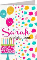 Verjaardagskaart XL Sarah gefeliciteerd