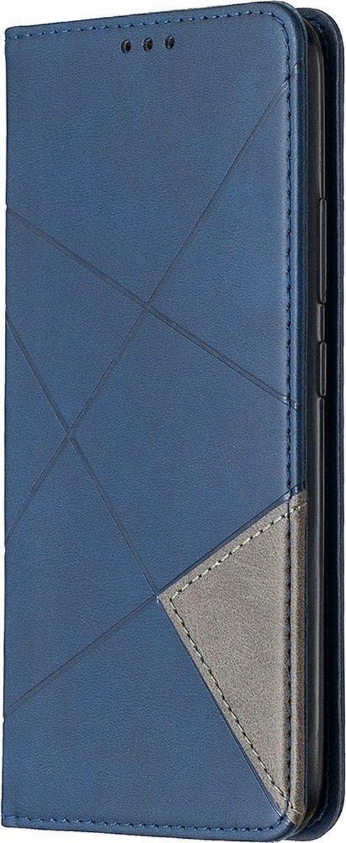 Mobigear Telefoonhoesje geschikt voor Realme C11 (2020) Hoesje | Mobigear Rhombus Slim Bookcase | Pasjeshouder voor 2 Pasjes | Telefoonhoesje voor Pinpas / OV Kaart / Rijbewijs - Blauw
