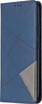 Realme C11 (2020) Hoesje - Mobigear - Rhombus Slim Serie - Kunstlederen Bookcase - Blauw - Hoesje Geschikt Voor Realme C11 (2020)