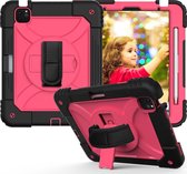 Apple iPad Air 4 10.9 (2020) Hoes - Mobigear - Shockproof Strap Serie - Hard Kunststof Backcover - Zwart /  Roze - Hoes Geschikt Voor Apple iPad Air 4 10.9 (2020)