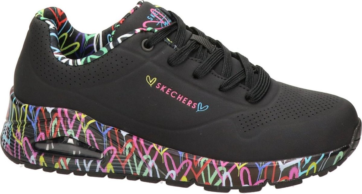 bol.com | Skechers Uno Loving Love dames sneaker - Zwart - Maat 39