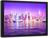 Foto in frame , Nacht in New York ,100x70cm , Multikleur , wanddecoratie