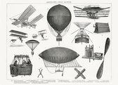 Vintage Poster 'Aerial Machines' - Luchtballonnen, Vliegtuig & Zeppelin - Vliegen, Reizen & Luchtvaart