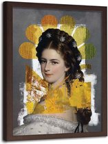 Foto in frame , Vrouw in witte jurk ,Historisch Tafereel ,70x100cm , Multikleur , wanddecoratie