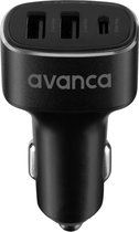 Avanca Plug & Go 27W Autolader - USB-C en 2 USB Poorten - Snellader - Power Delivery - Zwart