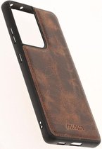 Minim Samsung Galaxy S21 Ultra Hoesje Back Cover Hoesje Bruin