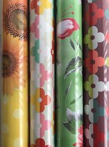 Cadeaupapier 4 Kleine rollen 150x70cm Bloemenrijk- Breedte 70 cm - 1,5m lang