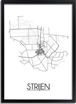 Strijen Plattegrond poster A3 + Fotolijst Zwart (29,7x42cm) - DesignClaudShop