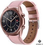 Leer Smartwatch bandje - Geschikt voor  Samsung Galaxy Watch 3 bandje leer 41mm - roze - Strap-it Horlogeband / Polsband / Armband