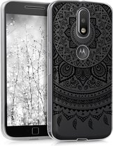 kwmobile telefoonhoesje voor Motorola Moto G4 / Moto G4 Plus - Hoesje voor smartphone in zwart / transparant - Indian Sun design
