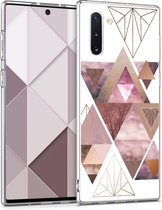 kwmobile telefoonhoesje geschikt voor Samsung Galaxy Note 10 - Hoesje voor smartphone in poederroze / roségoud / wit - Glory Driekhoeken design
