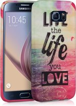 kwmobile telefoonhoesje compatibel met Samsung Galaxy S6 / S6 Duos - Hoesje voor smartphone in meerkleurig / roze / blauw - Live te Life design