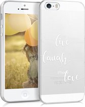 kwmobile telefoonhoesje voor Apple iPhone SE (1.Gen 2016) / 5 / 5S - Hoesje voor smartphone in wit / transparant - Live Laugh Love design