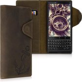 kalibri hoesje voor Blackberry KEYtwo (Key2) - leren hoes met pasjeshouder - Vintage Anker design - bruin