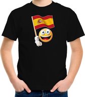 Spanje supporter / fan emoticon t-shirt zwart voor kinderen M (134-140)