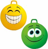 2x jouets Ballons Skippy avec grimaces visage jaune et vert 65 cm - speelgoed' Jouets de plein air