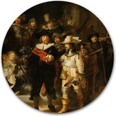 Wandcirkel De Nachtwacht op hout - WallCatcher | Meesterwerk van Rembrandt van Rijn | Multiplex 100 cm rond | Houten muurcirkel Oude Meesters kunstwerken