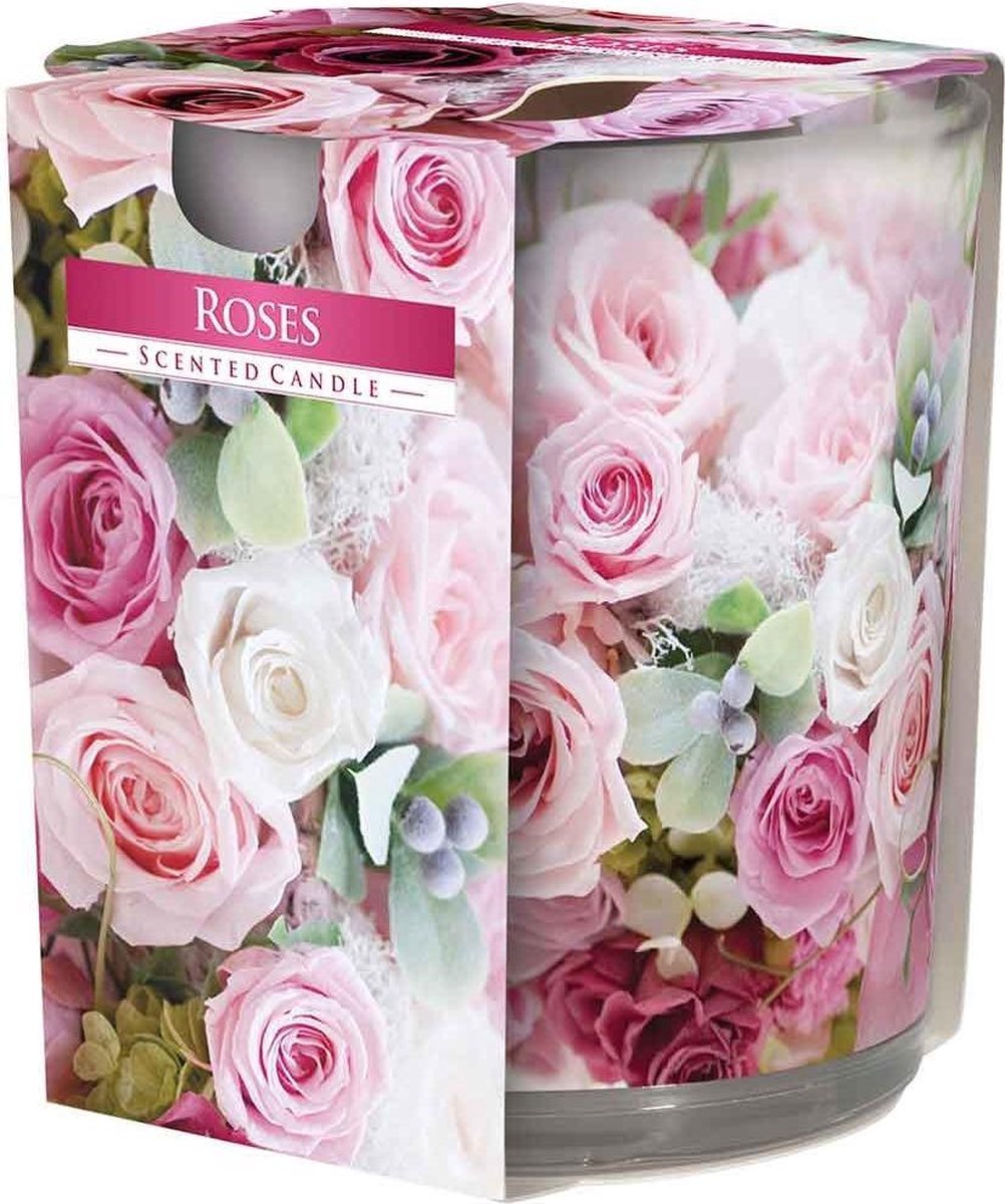 Ct Geurkaars Glas Roses - Roze 22u D7xh8cm (set van 6)