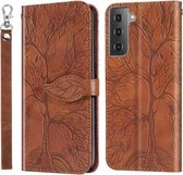 Voor Samsung Galaxy S21 + 5G Life of Tree Embossing Pattern Horizontale Flip lederen tas met houder & kaartsleuf & portemonnee & fotolijst & lanyard (bruin)