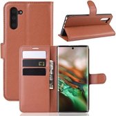 Litchi Texture Horizontale Flip Leren Case voor Galaxy Note 10, met Portemonnee & Houder & Kaartsleuven (Bruin)