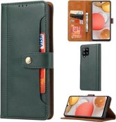 Voor Samsung Galaxy A42 Kalf Textuur Dubbele Vouwsluiting Horizontale Flip Leren Case met Fotolijst & Houder & Kaartsleuven & Portemonnee (Emerald)