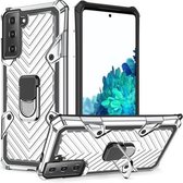 Voor Samsung Galaxy S21 Ultra 5G Cool Armor PC + TPU schokbestendig hoesje met 360 graden rotatie ringhouder (zilver)