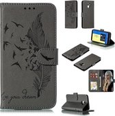 Veerpatroon Litchi Texture Horizontale Flip Leren Case met Portemonnee & Houder & Kaartsleuven Voor Galaxy J6 (2018) (Grijs)