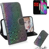 Voor Galaxy A40 Effen Kleur Kleurrijke Magnetische Gesp Horizontale Flip PU Lederen Case met Houder & Kaartsleuven & Portemonnee & Lanyard (Zilver)