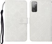 Voor Samsung Galaxy S20 FE etnische stijl reliëf patroon horizontale flip lederen tas met houder & kaartsleuven & portemonnee & lanyard (wit)