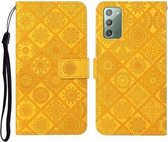 Voor Samsung Galaxy Note20 etnische stijl reliëf patroon horizontale flip lederen tas met houder & kaartsleuven & portemonnee & lanyard (geel)