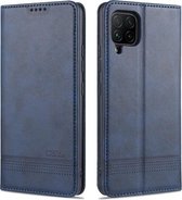 Voor Samsung Galaxy A42 5G AZNS Magnetische Kalf Textuur Horizontale Flip Leren Case met Kaartsleuven & Houder & Portemonnee (Donkerblauw)