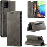 Voor Samsung Galaxy A71 AutSpace A01 Retro Huidgevoel Crazy Horse Textuur Horizontale Flip Leren Case met Houder & Kaartsleuven & Portemonnee & RFID (Koffie)