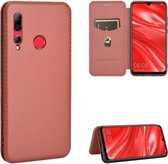 Voor Huawei Honor 10i / 20i Koolstofvezel Textuur Magnetische Horizontale Flip TPU + PC + PU lederen tas met kaartsleuf (bruin)