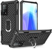 Voor Xiaomi Mi 10T 5G / 10T Pro 5G Cool Armor PC + TPU schokbestendig hoesje met 360 graden rotatie ringhouder (zwart)