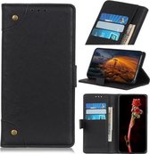 Voor Huawei Y6P Koperen Gesp Retro Crazy Horse Textuur Horizontale Flip Leren Case met Houder & Kaartsleuven & Portemonnee (Zwart)