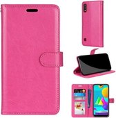 Voor Samsung Galaxy M01 Pure Color Horizontale Flip PU lederen tas met houder & kaartsleuven & portemonnee & fotolijst (Rose Red)