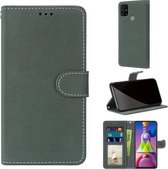 Voor Samsung Galaxy M51 Retro Frosted Horizontale Flip PU lederen tas met houder & kaartsleuven & portemonnee & fotolijst (groen)