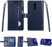 Voor Huawei Mate 20 lite Multifunctionele Rits Horizontale Flip Leren Case met Houder & Portemonnee & 9 Kaartsleuven & Lanyard (Blauw)