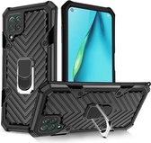 Voor Huawei P40 lite Cool Armor PC + TPU schokbestendig hoesje met 360 graden rotatie ringhouder (zwart)