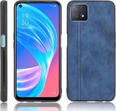 Voor OPPO A72 5G Schokbestendig Naaien Koe Patroon Huid PC + PU + TPU Case (Blauw)