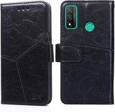 Voor Huawei P smart 2020 Geometrische stiksels Horizontale flip TPU + PU lederen tas met houder & kaartsleuven & portemonnee (zwart)