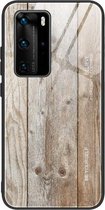 Voor Huawei P40 Pro houtnerf glas beschermhoes (M04)