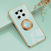 Voor Huawei Mate 40 6D Galvaniseren Volledige dekking Siliconen beschermhoes met magnetische ringhouder (lichtcyaan)