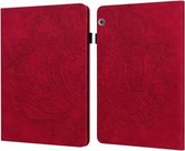 Voor Huawei MediaPad T5 10 inch Pauw Reliëfpatroon TPU + PU Horizontale Flip Leren Case met Houder & Kaartsleuven & Portemonnee & Slaap / Wekfunctie (Rood)